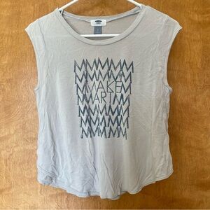 Old Navy Light Gray Graphic Muscle Tee